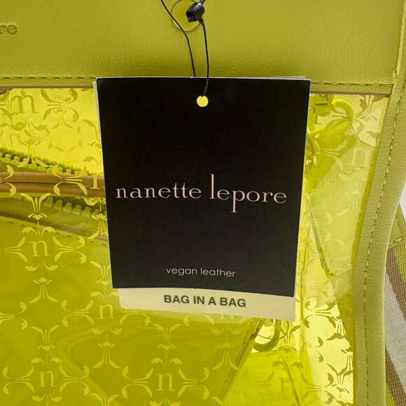 Nanette Lepore - Arianna Clear/ Yellow Logo Satchel - Vegan - Bag in a Bag - NWT - Picture 5 of 12